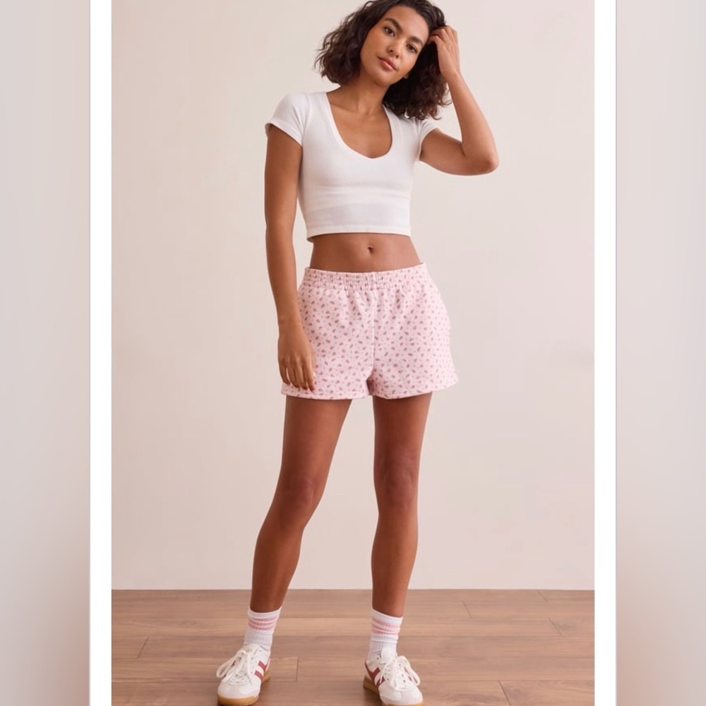 Altard State Rosy Reset Floral Pink Lounge Shorts Cozy Relaxed Fit S - Picture 4 of 5